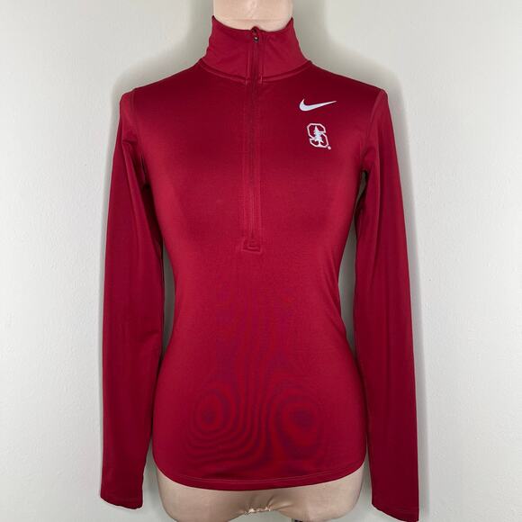 Nike Stanford Cardinal 1/4 Zip Pullover Jacket Medium Womens Red Football NCAA - Picture 1 of 7